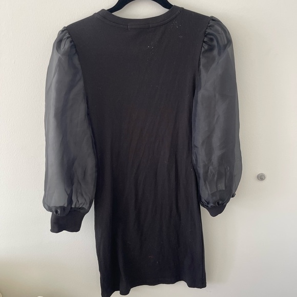 Sanctuary Black Ribbed Dress with Sheer Sleeves - Picture 6 of 6